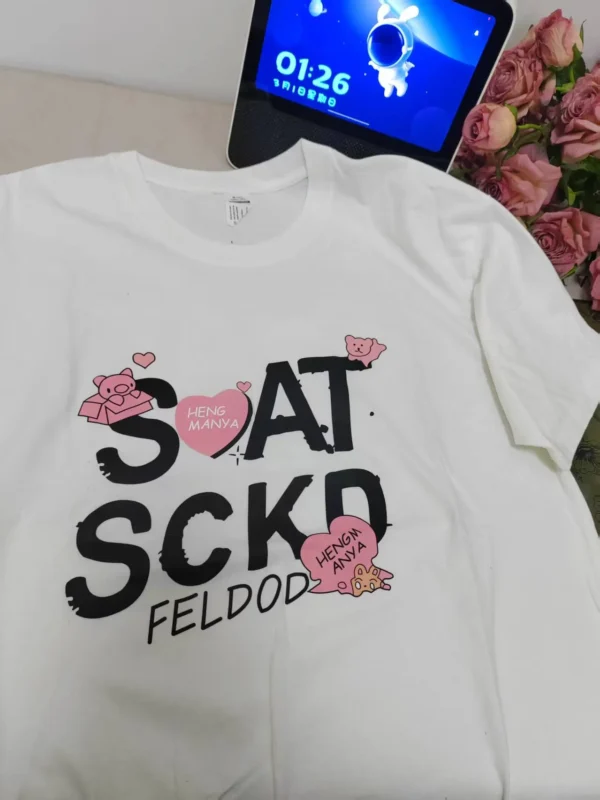 100%纯棉网红字母透气显瘦高级感减龄爆款圆领透气