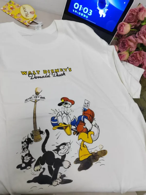 100%纯棉简单米奇字母百搭透气网红款圆领短袖t恤男女同款