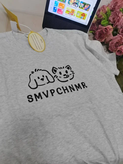 100%纯棉简单小图标卡通百搭款圆领短袖t恤男女夏季爆款