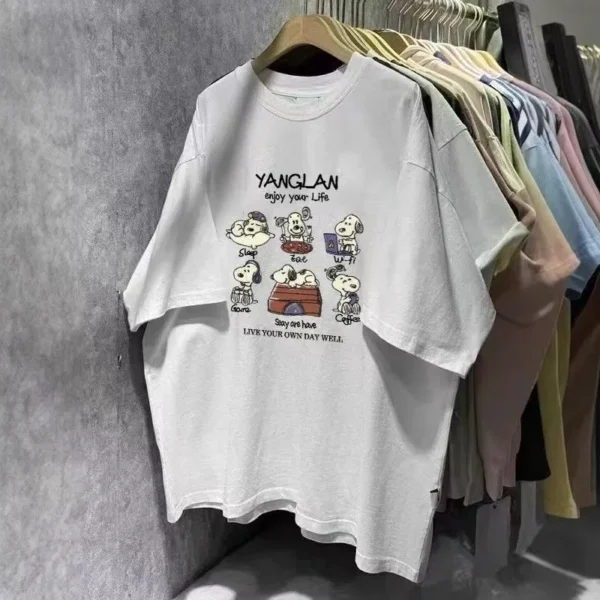 100%纯棉六宫格卡通大码透气网红款圆领网红短袖t恤男女同款