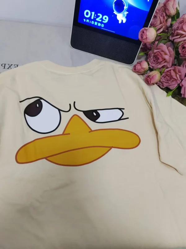 100%纯棉卡爱 鸭子反双面透气显瘦高级感减龄爆款圆领透气