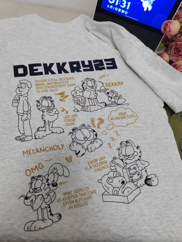 100%纯棉加菲猫双面大码显瘦高级感减龄爆款圆领透气