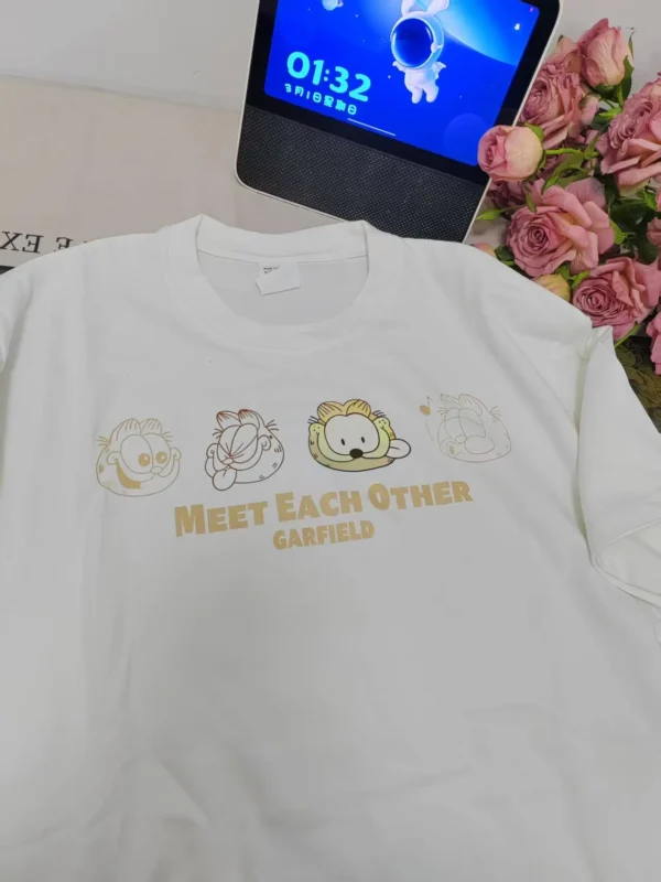 100%纯棉多图加菲吗网红大码宽松透气显瘦高级感减龄爆款圆领透气