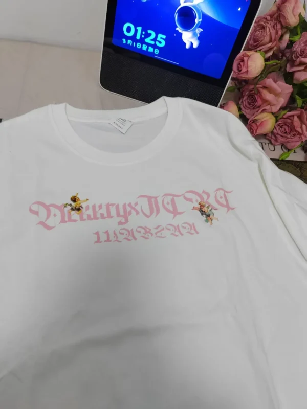 100%纯棉多图网红蝴蝶结大码透气显瘦高级感减龄爆款圆领透气