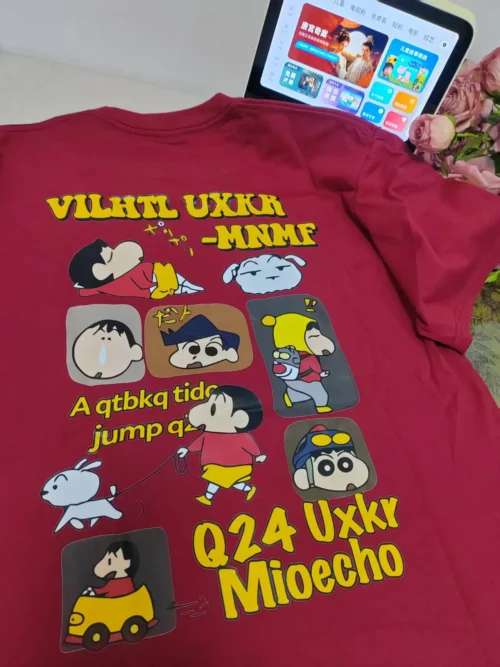 100%纯棉爆蜡笔小新AB面款透气显瘦高级感减龄爆款