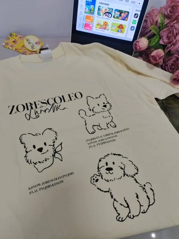 100%纯棉小狗2026显瘦百搭透气网红款圆领短袖t恤男女夏季爆款