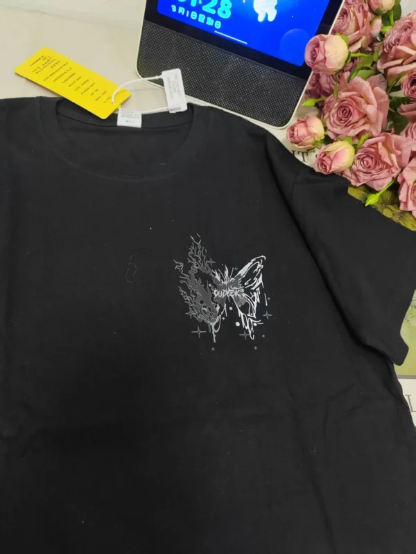 100%纯棉蝴蝶高级感透气显瘦高级感减龄爆款圆领透气