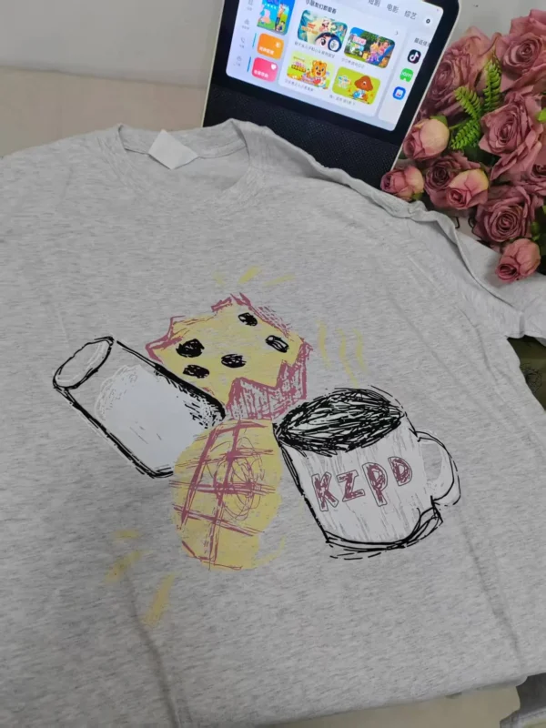 100%纯棉大图牛奶面包百搭透气网红款圆领短袖t恤男女夏季爆款