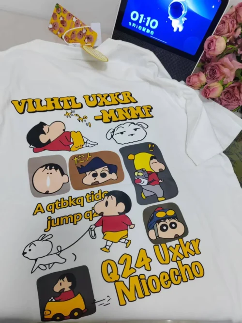 100%纯棉多图网红蜡笔小新前后图透气显瘦高级感减龄爆款圆领透气