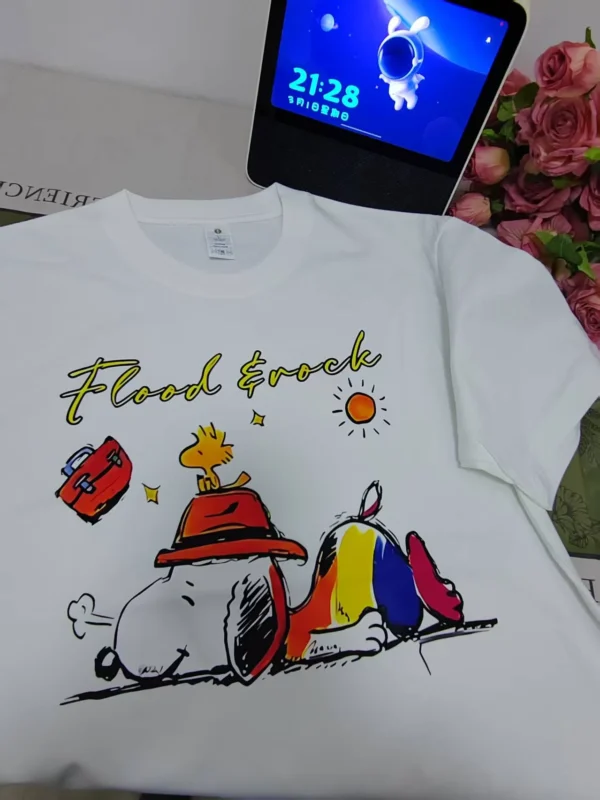 100%纯棉史努比网红同款男女同款圆领短袖t恤男女夏季爆款情侣款