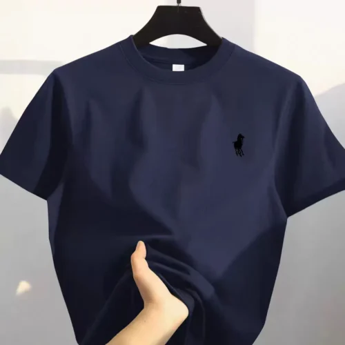 100%纯棉简单大气透气网红款圆领网红短袖t恤男同款