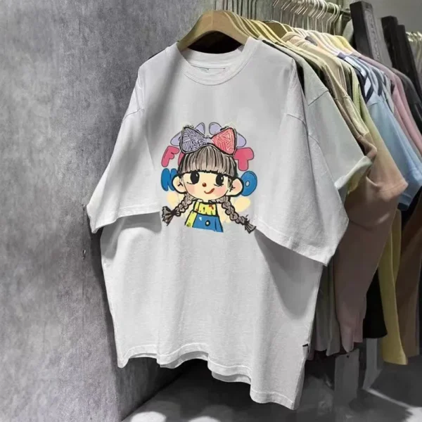 100%纯棉韩版可爱透气网红款圆领短袖t恤男女夏季爆款