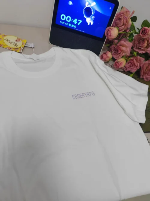 100%纯棉小字母洋气百搭透气网红款圆领短袖t恤男女同款