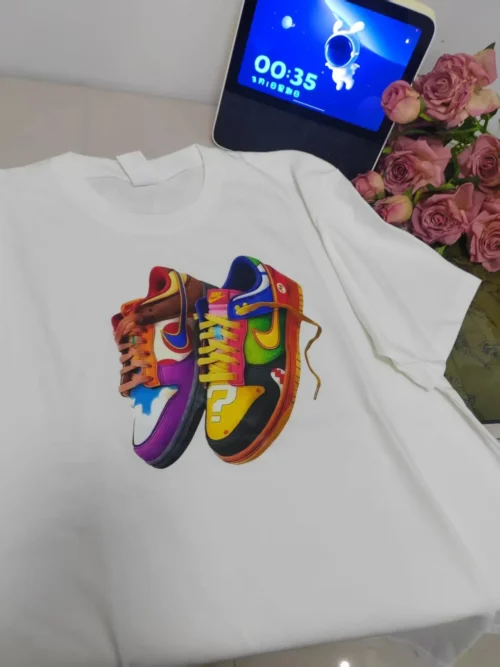 7097413e480a1daad200ee6c42b0464b 100%纯棉大图鞋子排行榜版百搭透气网红款圆领短袖t恤男女夏季爆款