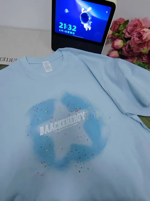 100%纯棉简星星女同款圆领短袖t恤男女夏季爆款情侣款