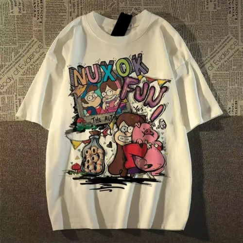 100%纯棉韩版大图卡通派对透气网红款圆领短袖t恤男女夏季爆款