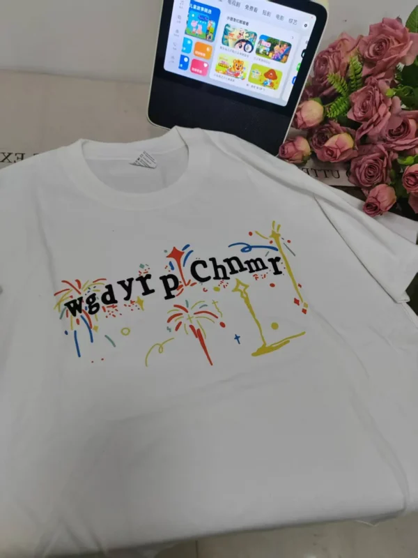 100%纯棉烟花款百搭高级感透气网红款圆领短袖t恤男女夏季爆款