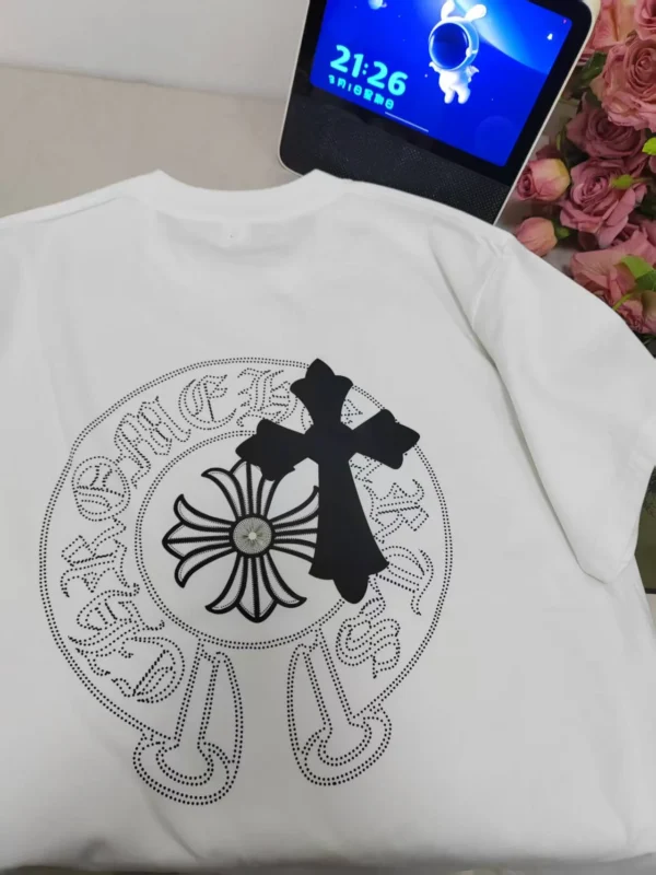 100%纯棉简十字架洋气男女同款圆领短袖t恤男女夏季爆款情侣款