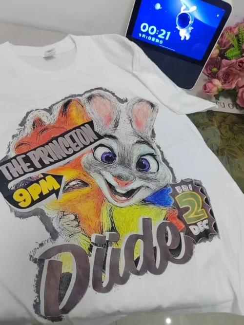 8dea91deea6e14c7b7c2bffb75356e01 100%纯棉疯狂动物城字母新款大图透气网红款圆领短袖t恤男女夏季爆款