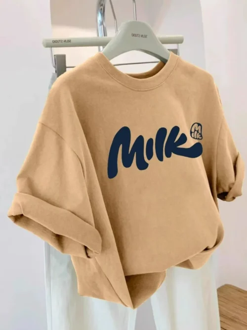 100%纯棉小字母干净透气网红款圆领短袖t恤女夏季爆款