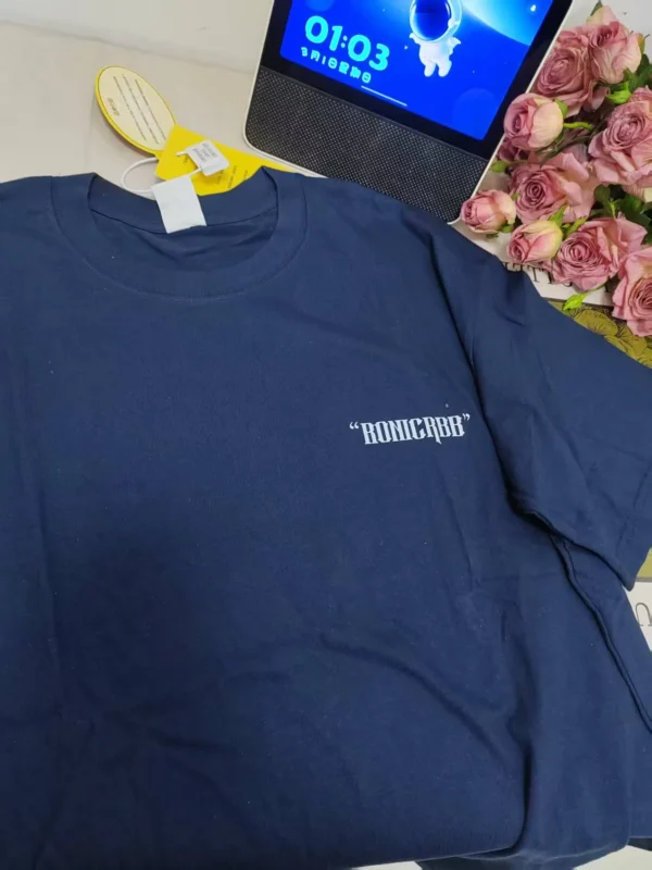 100%纯棉小标图洋气大码百搭透气网红款圆领短袖t恤