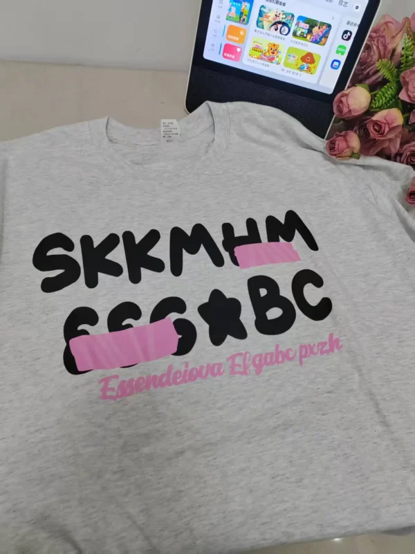 100%纯棉小字母洋气款百搭透气网红款圆领短袖t恤男女夏季爆款