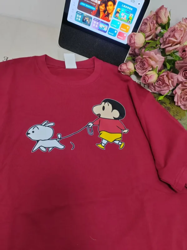 100%纯棉爆蜡笔小新AB面款透气显瘦高级感减龄爆款