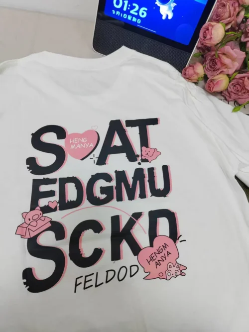 100%纯棉网红字母透气显瘦高级感减龄爆款圆领透气