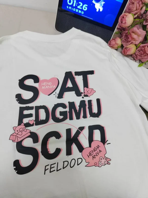 100%纯棉网红字母透气显瘦高级感减龄爆款圆领透气