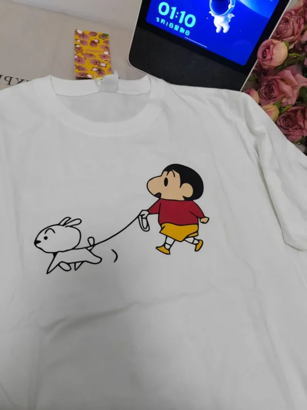 100%纯棉多图网红蜡笔小新前后图透气显瘦高级感减龄爆款圆领透气