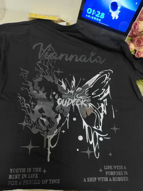 100%纯棉蝴蝶高级感透气显瘦高级感减龄爆款圆领透气