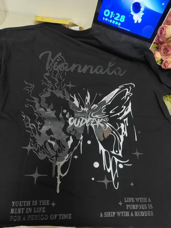 100%纯棉蝴蝶高级感透气显瘦高级感减龄爆款圆领透气