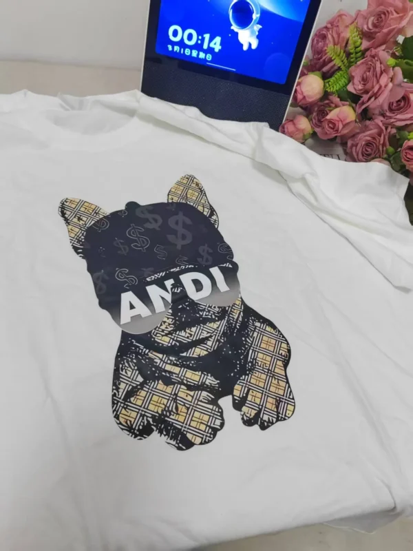 100%纯棉有钱狗狗酷酷百搭透气网红款圆领短袖t恤男女夏季爆款