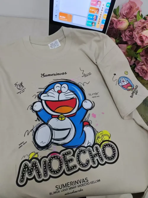 100%纯棉爆款叮当猫显白高级面款透气显瘦高级感减龄爆款