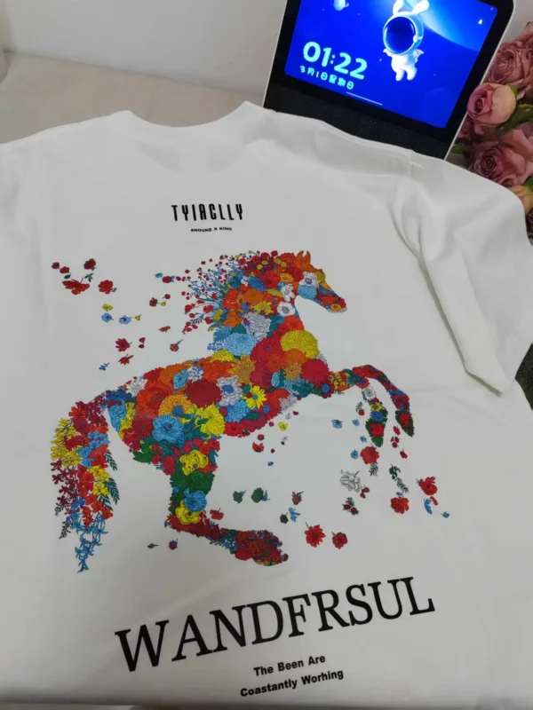 100%纯棉多红马到成功2026爆款透气显瘦高级感减龄爆款圆领透气