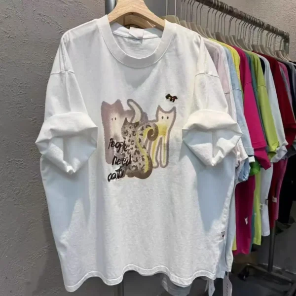 100%纯棉卡通集合款气网红款圆领网红短袖t恤男女同款