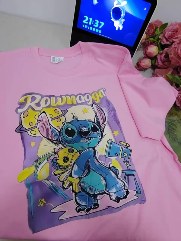 100%纯棉史迪仔2026年新款圆领短袖t恤男女夏季爆款情侣款