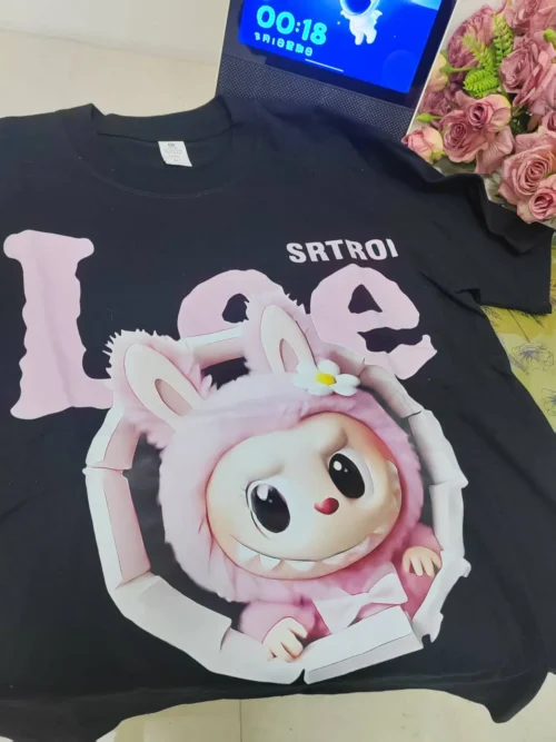 100%纯棉2026新款拉布布百搭透气网红款圆领短袖t恤男女夏季爆款