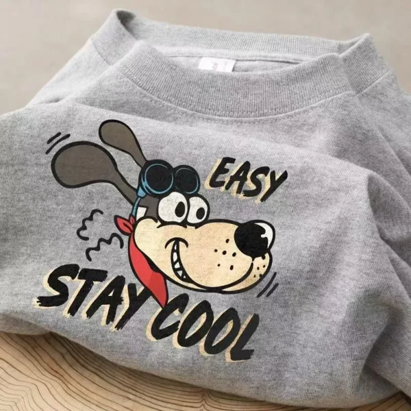 100%纯棉长耳朵狗狗透气网红款圆领网红短袖t恤男女同款